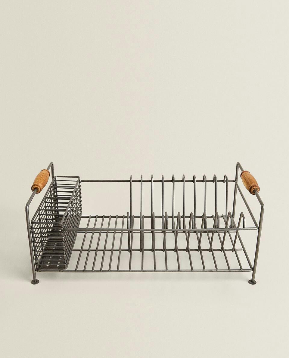 IRON AND ACACIA WOOD DRYING RACK
