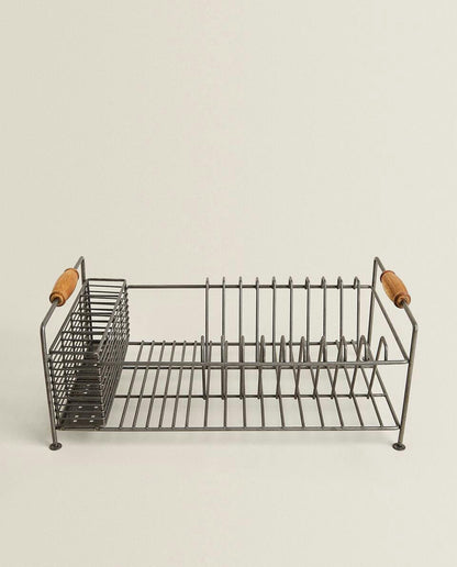 IRON AND ACACIA WOOD DRYING RACK