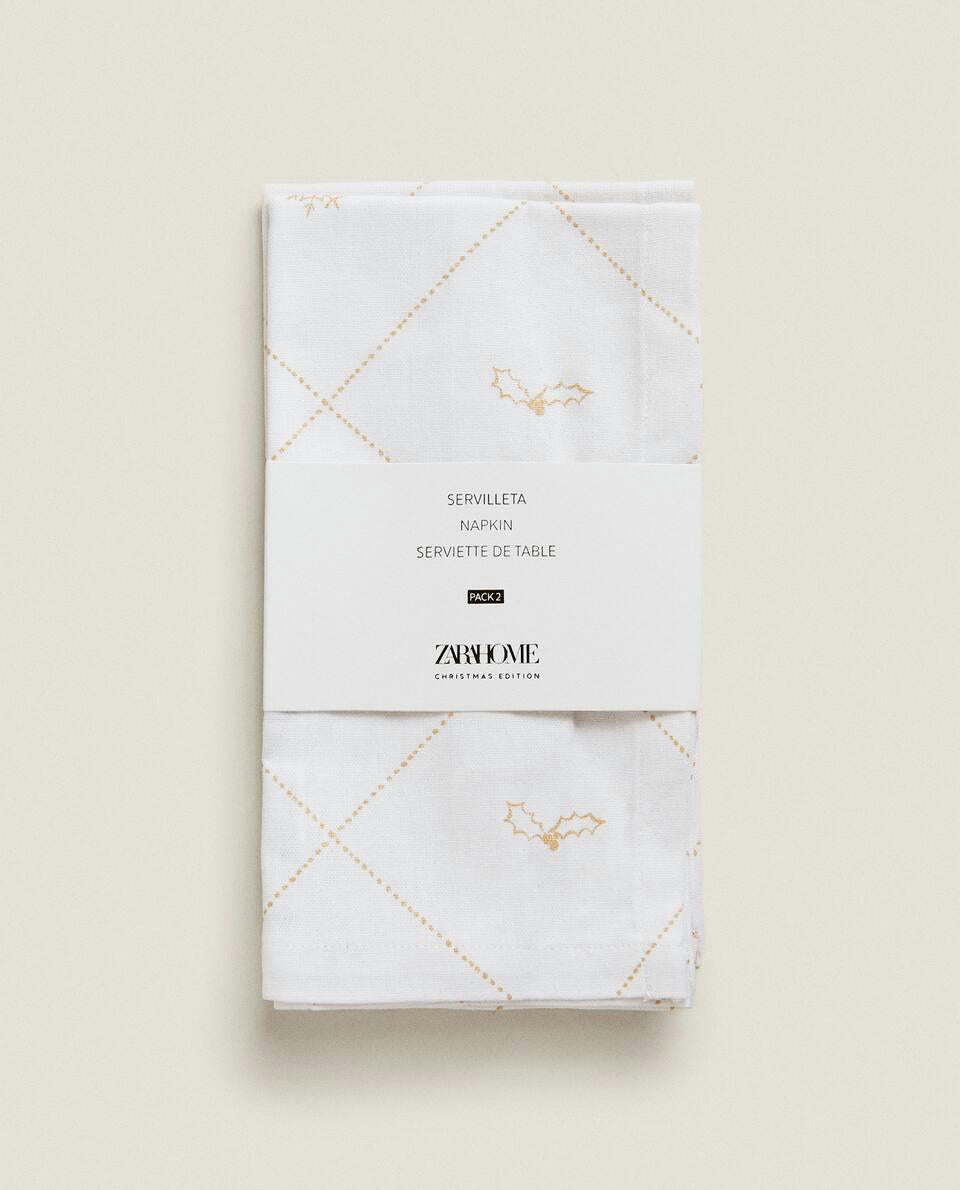 PACK OF CHRISTMAS SNOW COTTON NAPKINS (PACK OF 2)