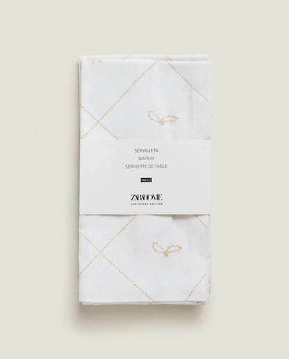 PACK OF CHRISTMAS SNOW COTTON NAPKINS (PACK OF 2)