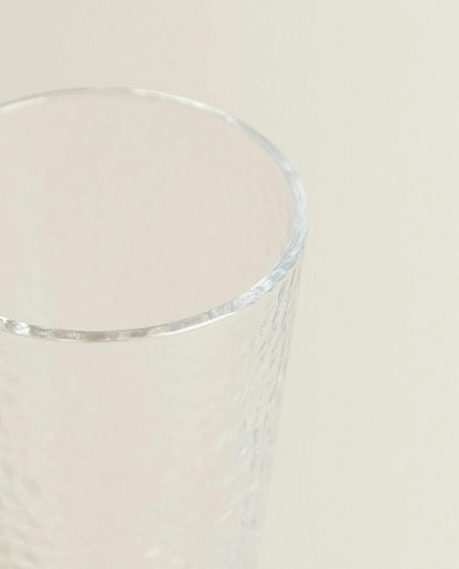 RAISED-DESIGN GLASS SOFT DRINK TUMBLER