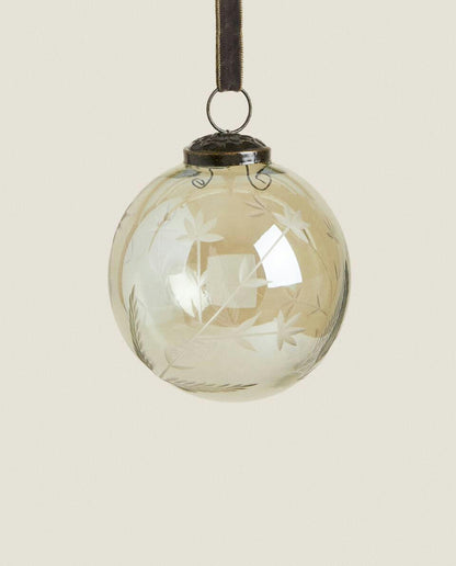 GLASS CHRISTMAS BRANCHES BAUBLE DECORATION