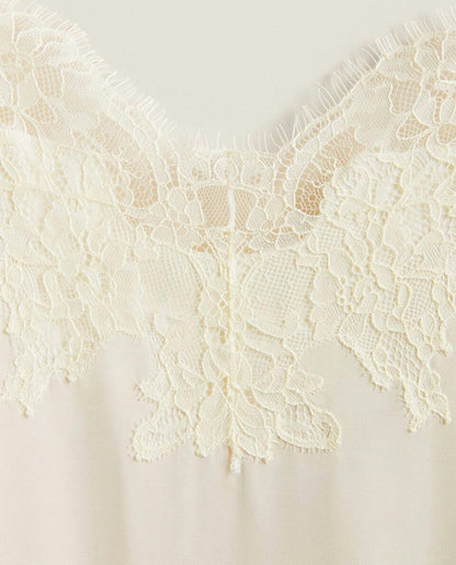 SATIN NIGHTDRESS WITH BLONDE LACE