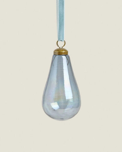 GLASS PEAR CHRISTMAS DECORATION