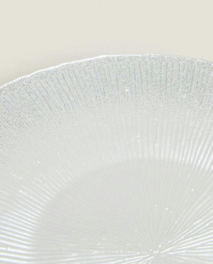 CHRISTMAS GLITTER GLASS DESSERT PLATE