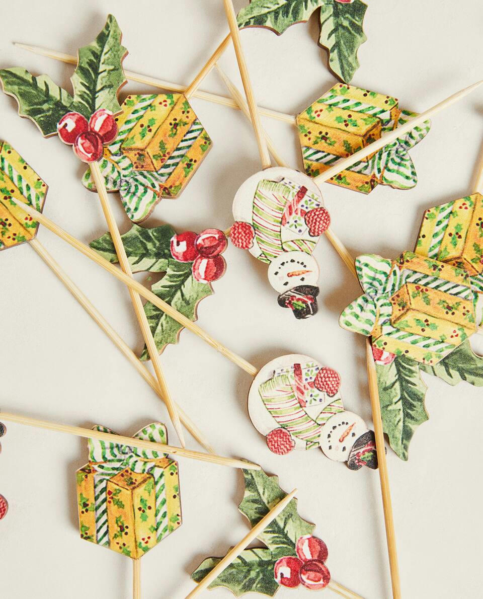PACK OF CHRISTMAS FIGURE COCKTAIL PICKS (PACK OF 24)