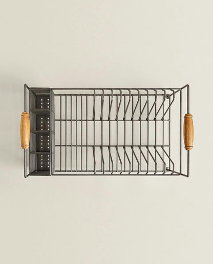 IRON AND ACACIA WOOD DRYING RACK