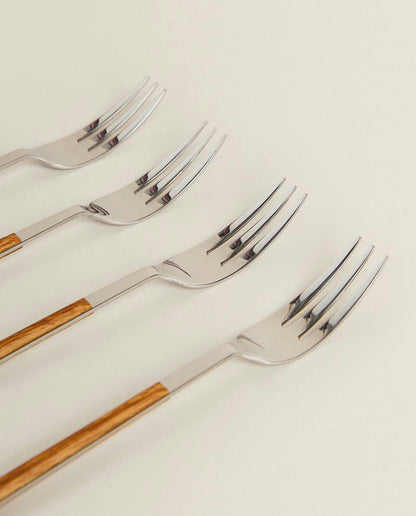 BOX 4 BRUNCH FORKS WITH WOOD-EFFECT HANDLE