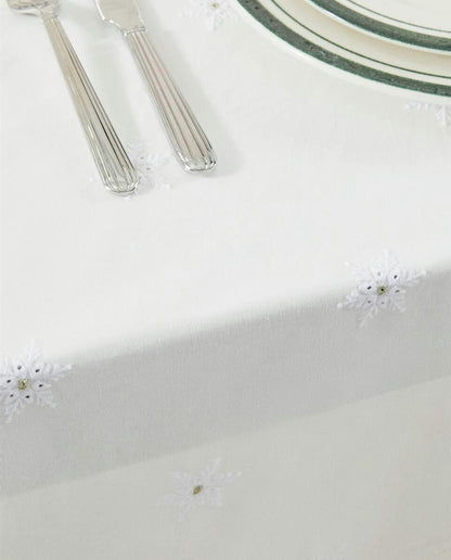 EMBROIDERED COTTON CHRISTMAS TABLECLOTH WITH FRILL