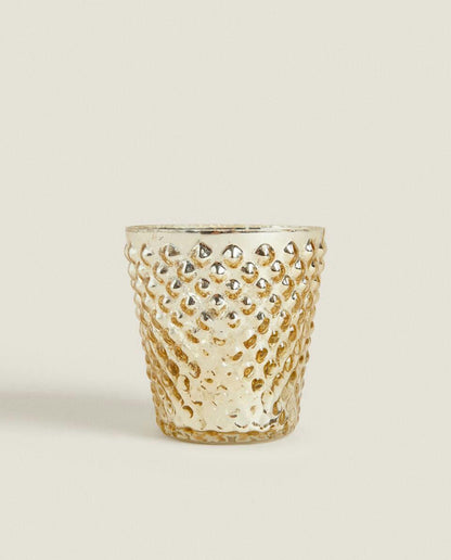 CHRISTMAS MERCURISED GLASS TEALIGHT HOLDER