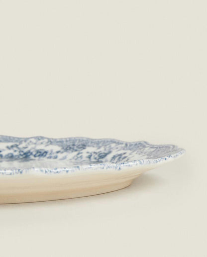 FLORAL EARTHENWARE SERVING DISH