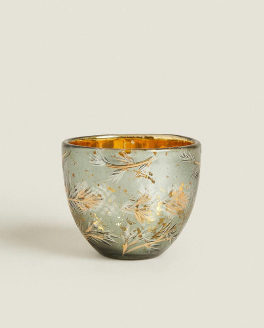 SMALL CHRISTMAS MERCURISED GLASS TEALIGHT HOLDER