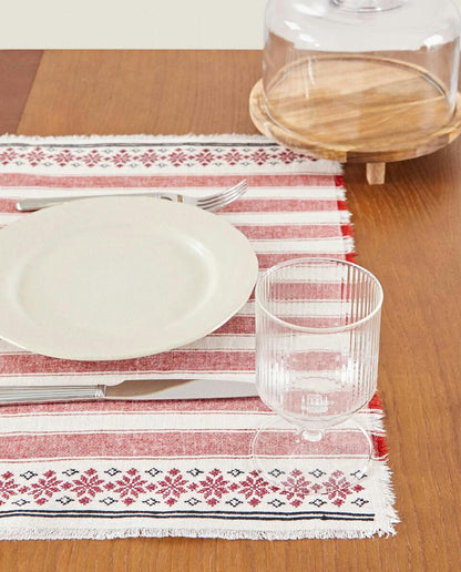 COTTON LINEN PLACEMAT WITH CHRISTMAS STRIPES