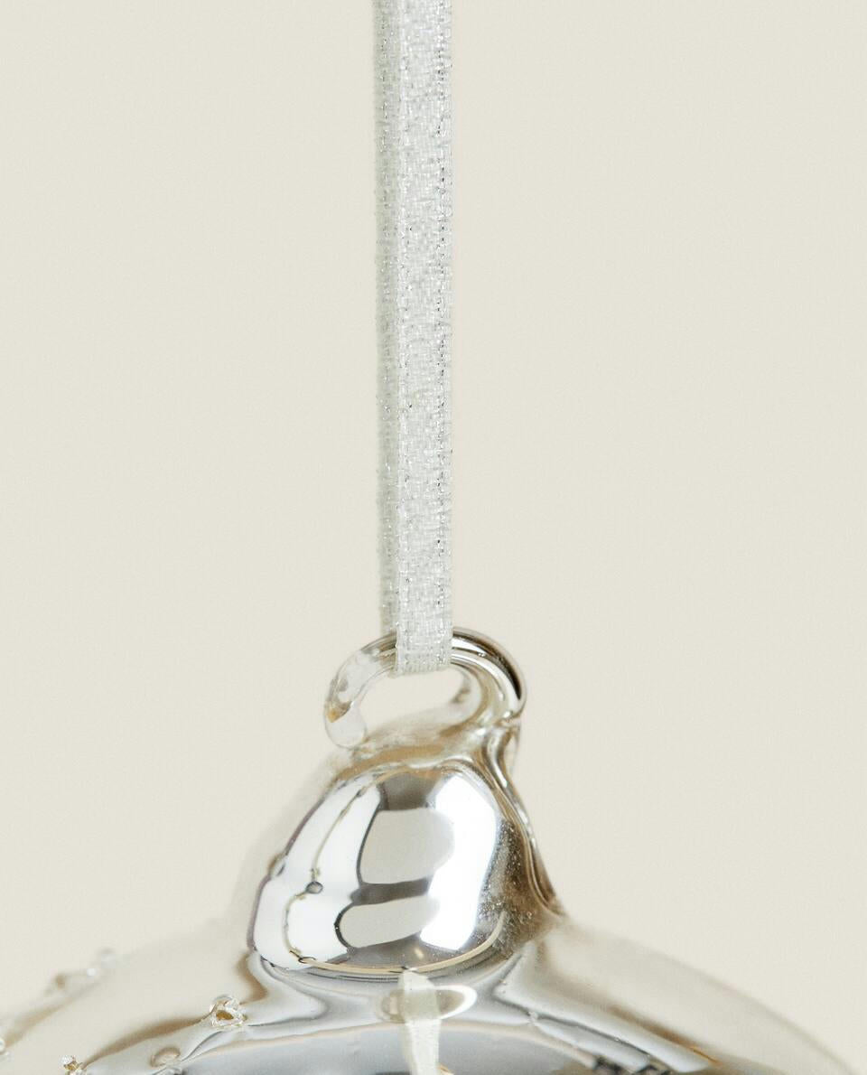 GLITTERY GLASS CHRISTMAS BAUBLE DECORATION