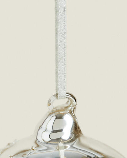 GLITTERY GLASS CHRISTMAS BAUBLE DECORATION