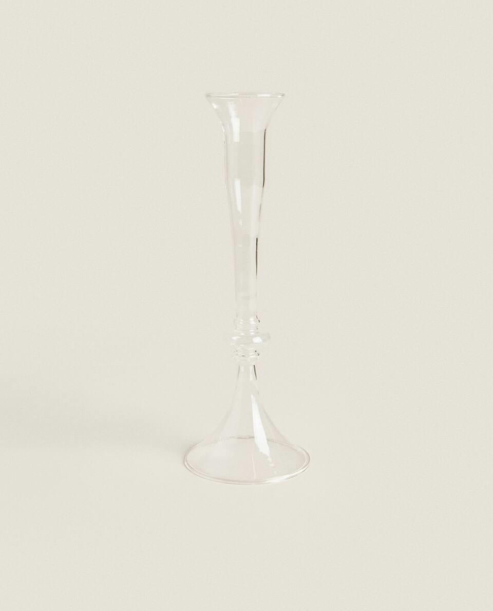 RAISED DESIGN GLASS CANDLESTICK