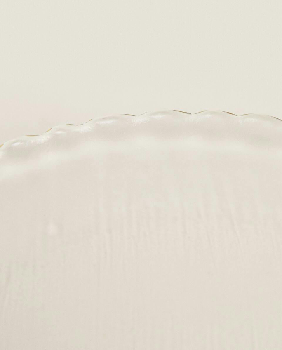 CHRISTMAS GLASS DESSERT PLATE WITH GOLD RIM