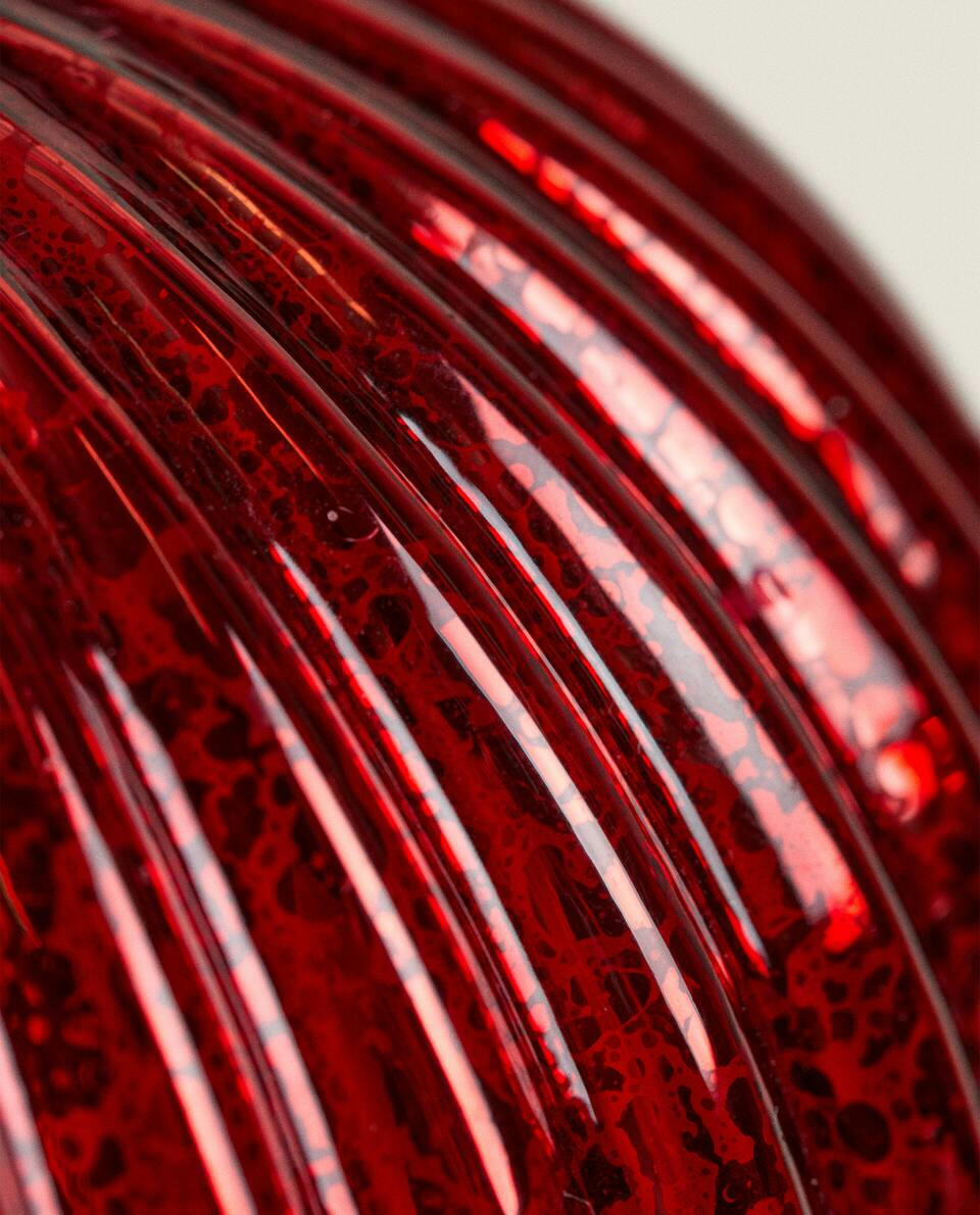 GLASS CHRISTMAS BAUBLE DECORATION WITH STRIPES