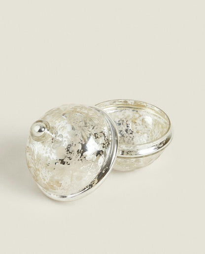 MERCURISED GLASS BOX WITH LID, FOR CHRISTMAS