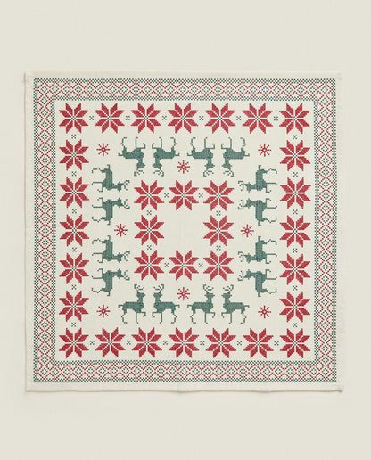 CHRISTMAS CROSS-STITCH COTTON NAPKINS (PACK OF 2)