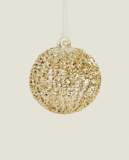 GLITTERY GLASS CHRISTMAS BAUBLE DECORATION