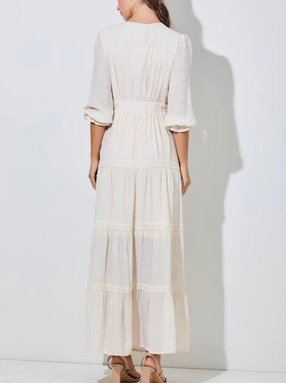 Women's V-Neck Floral Embroidered Maxi Dress (Buy 2 Free Shipping)