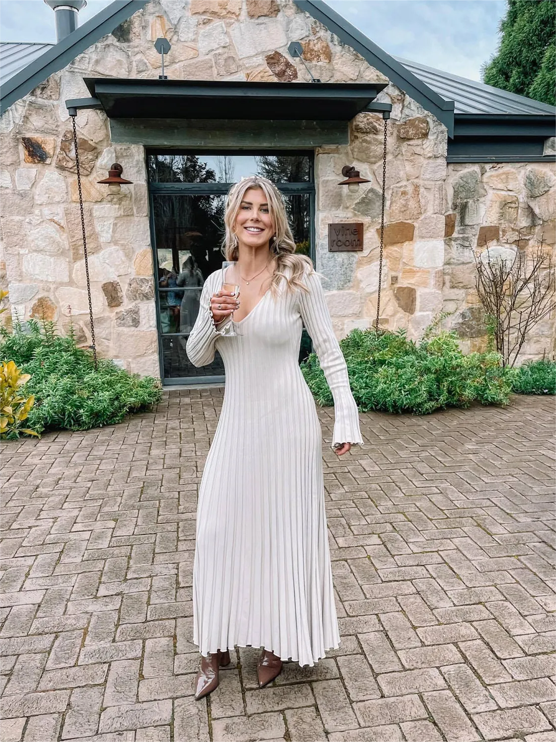 Fall New Sleeved Knit Midi Dress (Buy 2 Free Shipping)