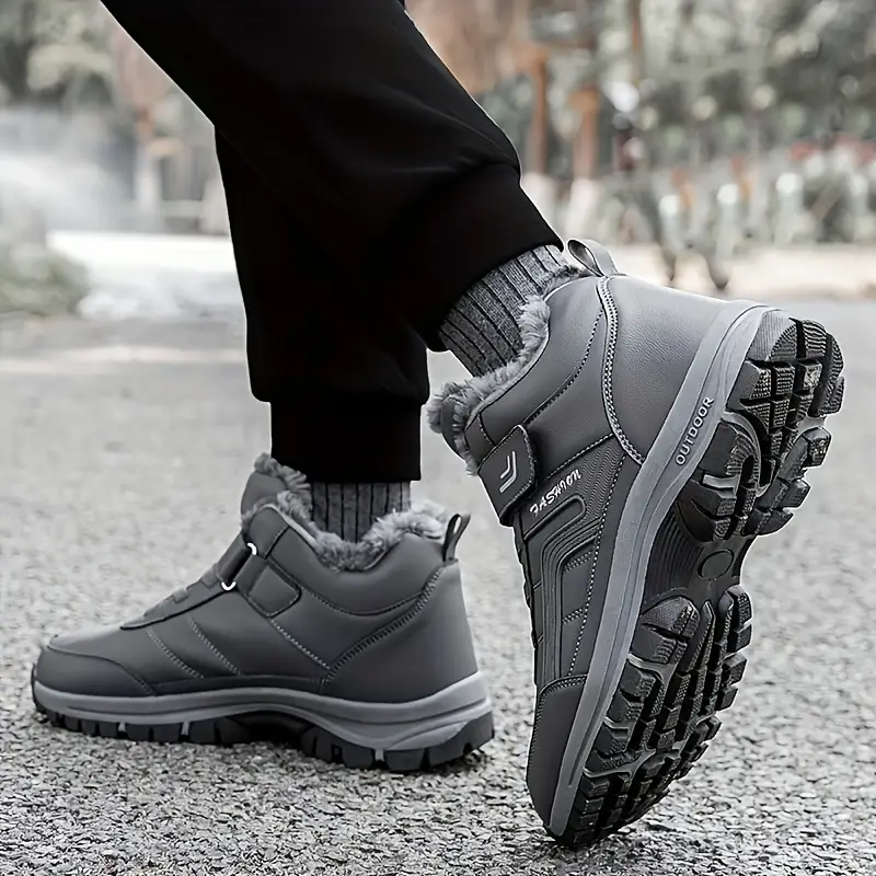 (Limited Time 49% Promotional Discount) Men's Winter Warm Orthopedic Hiking Snow Boots Waterproof Non-slip Wide Toe Arch Support Work Boots